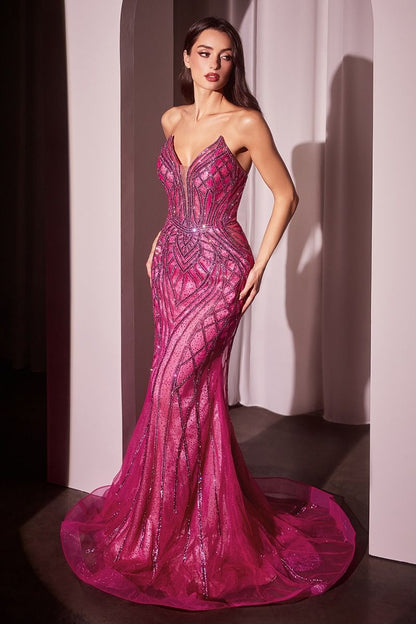 Crystal Strapless Embellished Mermaid Gown