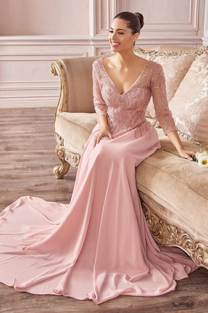 Chiffon A-Line Long Sleeve Gown