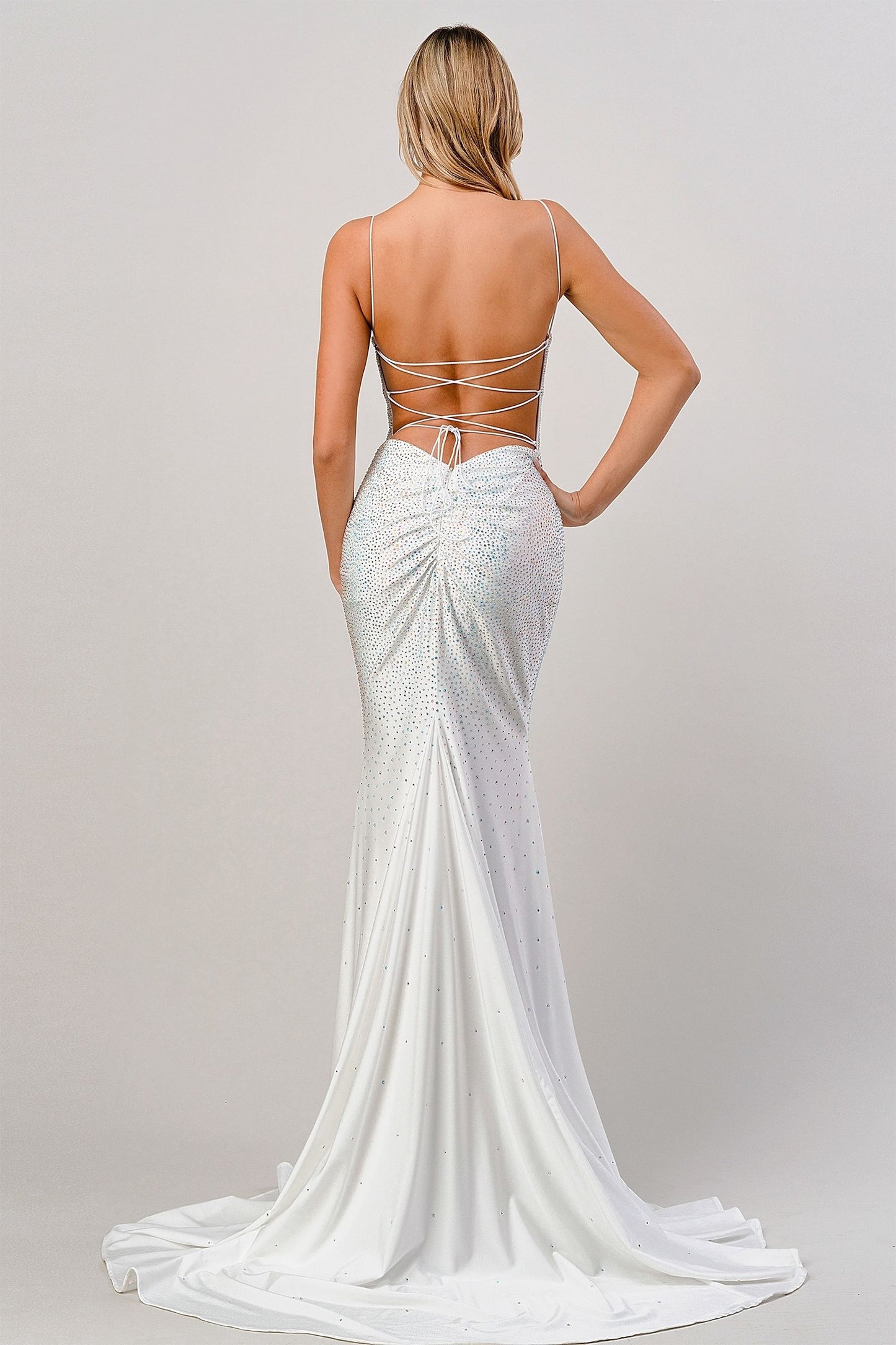 Rhinestone Fitted Prom Dress