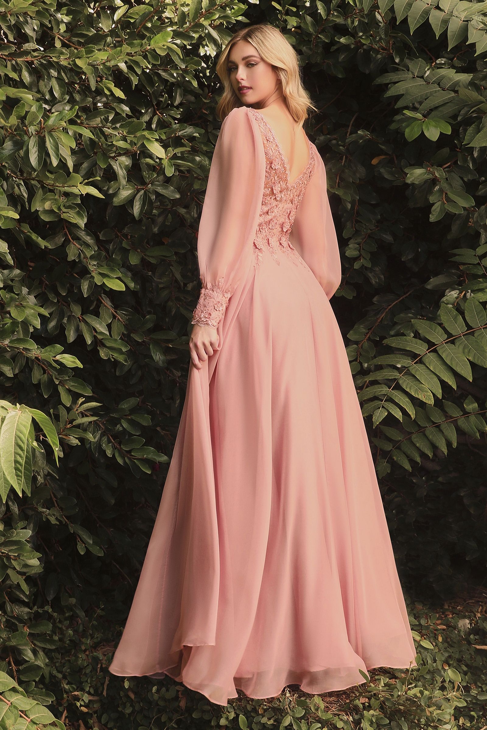 Long Sleeve Chiffon Evening Gown Tux-USA Long Sleeve Chiffon Evening Gown Tux-USA