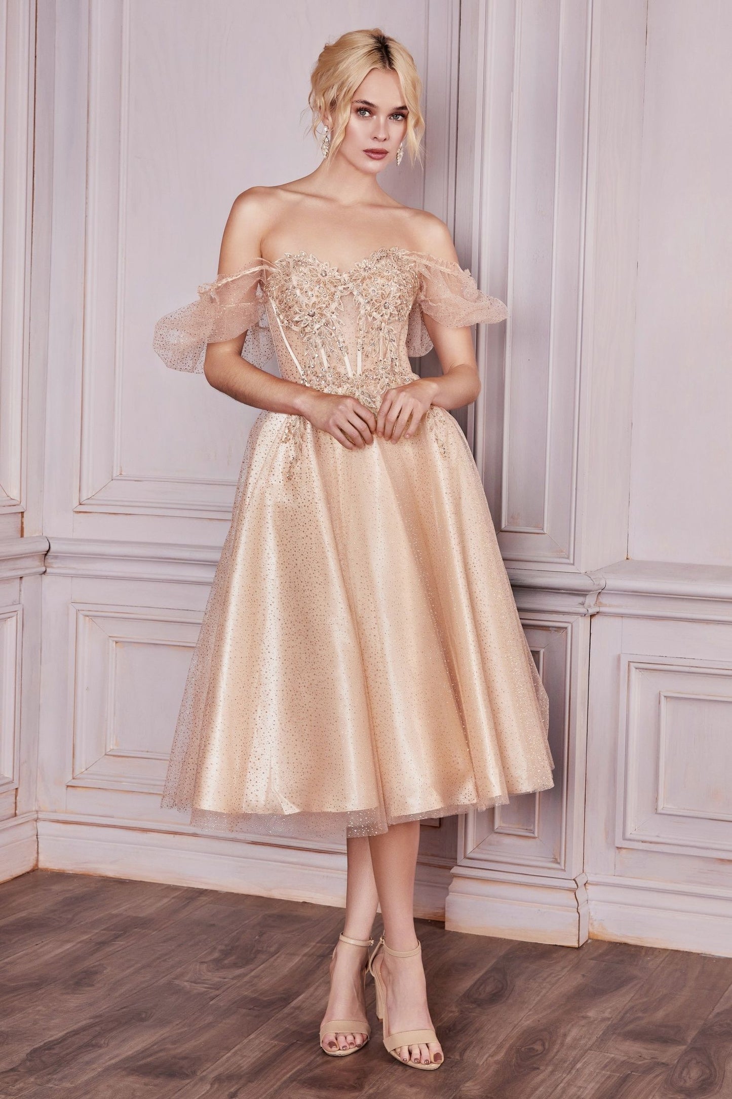 Tea Length Layered Tulle Dress