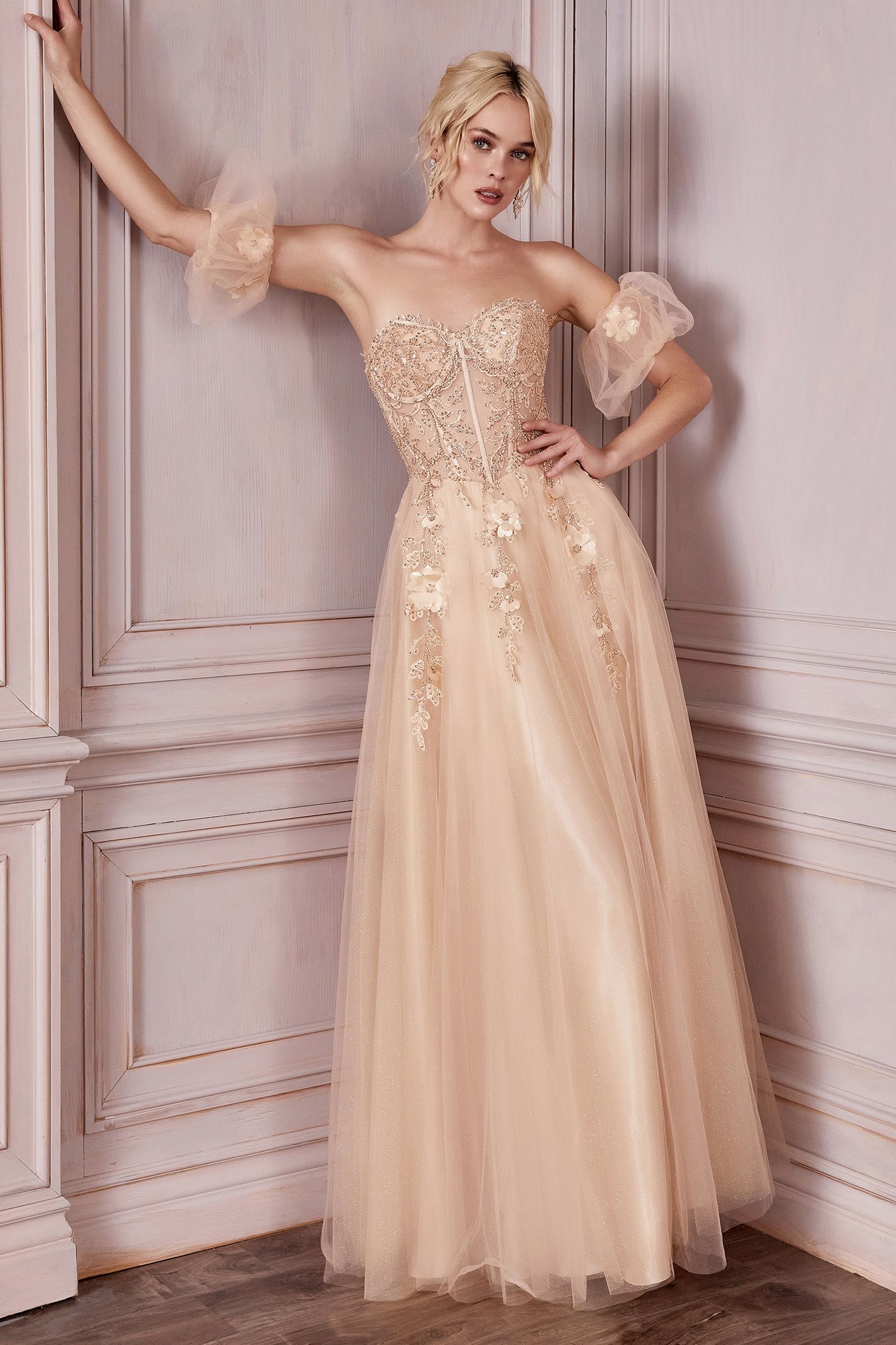 knee length dresses for ladies Modest Strapless Tiered Long Prom Dresses,Formal Dress Outfits – jkprom main image 1