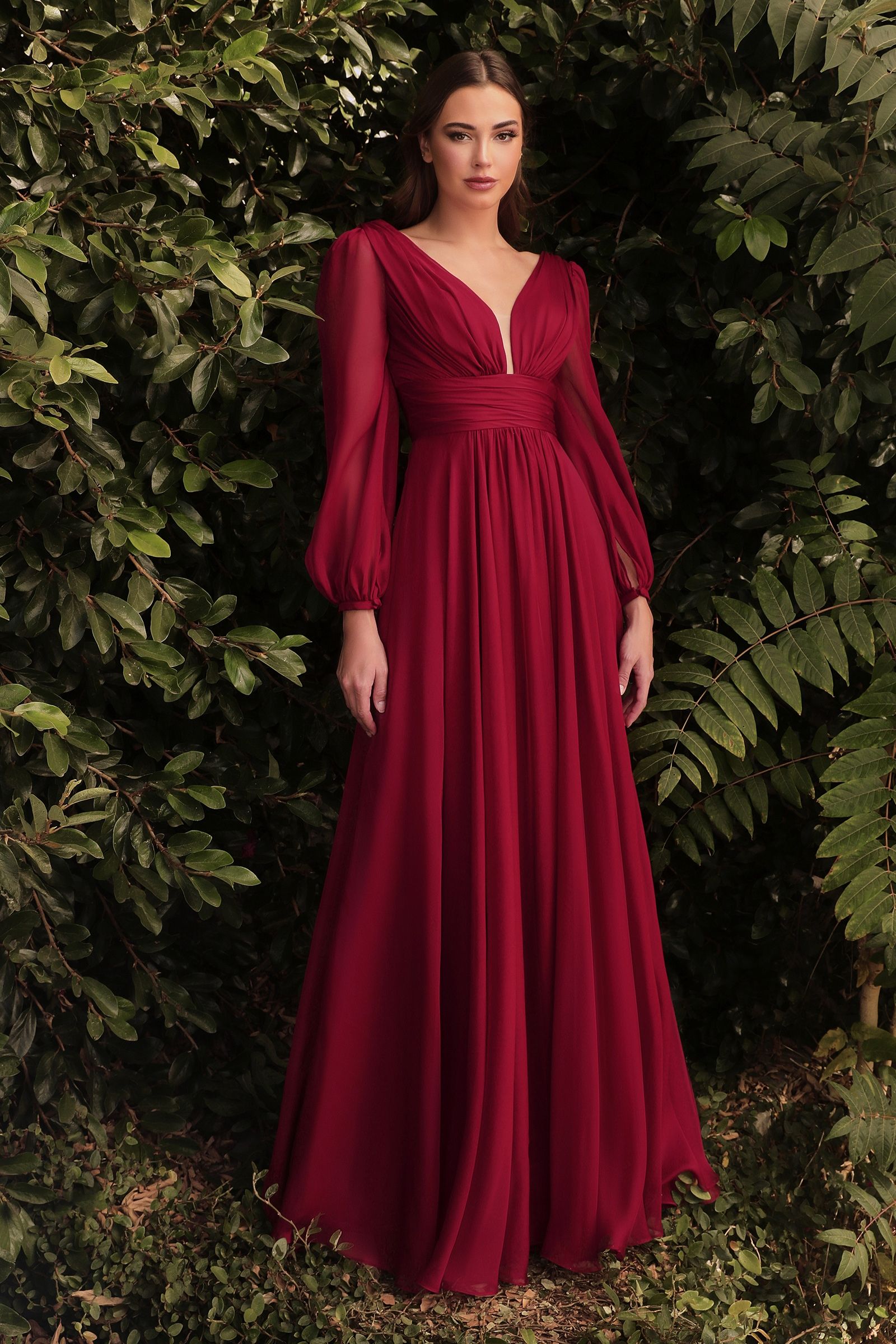 Flowy Long A-Line Prom Dress with Long Puff Sleeves Champagne / 5XLarge Flowy Long A-Line Prom Dress with Long Puff Sleeves Champagne / 5XLarge