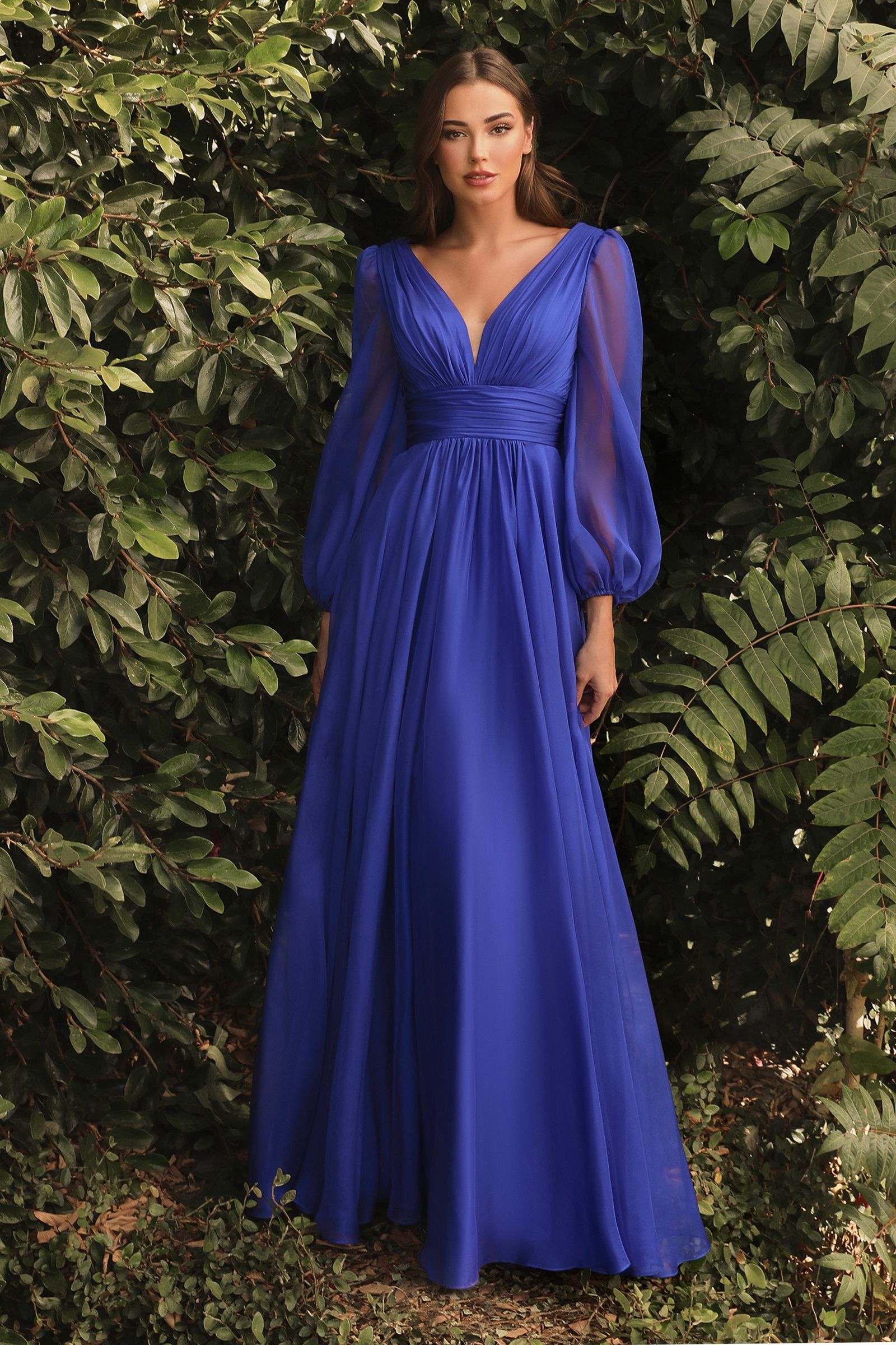 Flowy Long A-Line Prom Dress with Long Puff Sleeves Champagne / 5XLarge Flowy Long A-Line Prom Dress with Long Puff Sleeves Champagne / 5XLarge