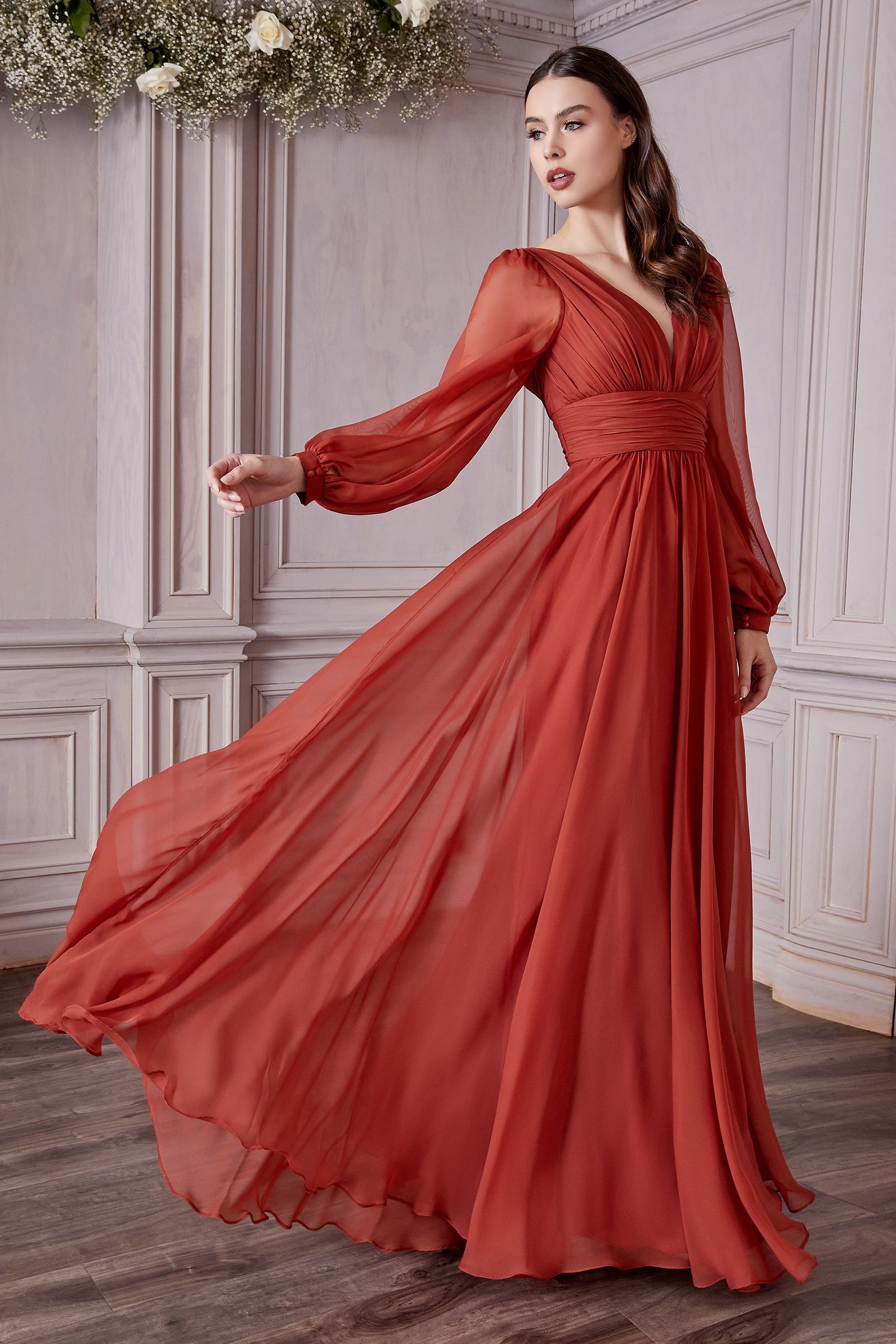 layered chiffon dress with sleeves Layered With Love Women's Amanda Tiered Ruffled Chiffon Dress - Pink - Size XL