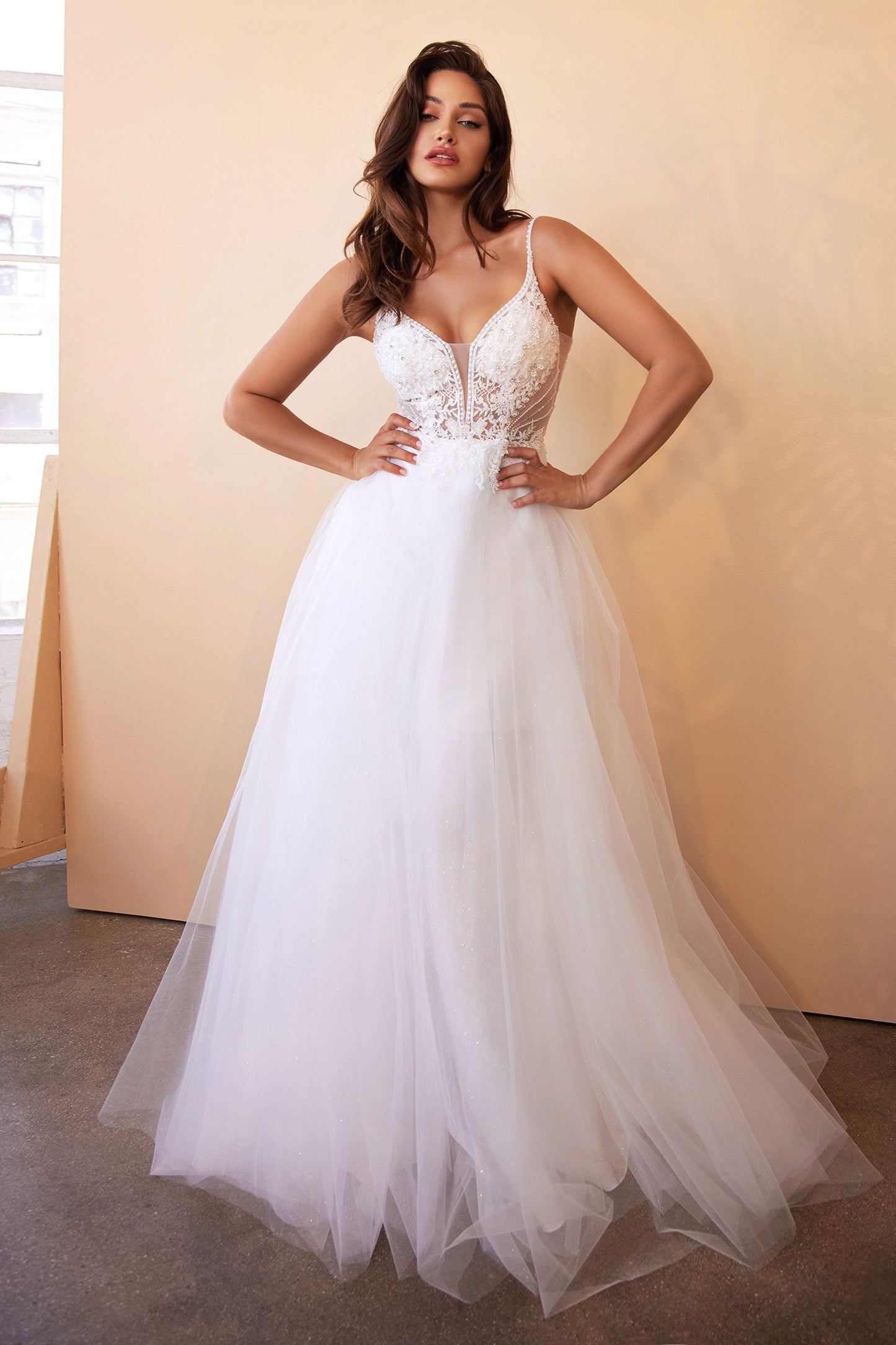 LAYERED TULLE A-LINE BRIDAL GOWN 2XLARGE / OFF White LAYERED TULLE A-LINE BRIDAL GOWN 2XLARGE / OFF White
