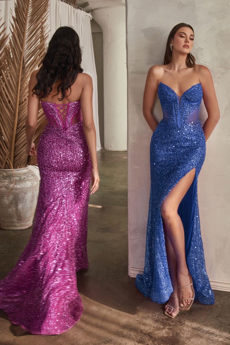 Embellished Strapless Gown