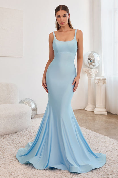 Stretch Mermaid Gown With Lace Up Back