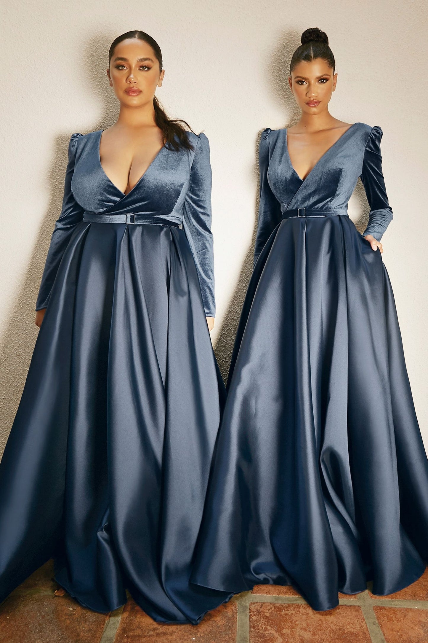 Curve Ball Gown With Long Sleeves