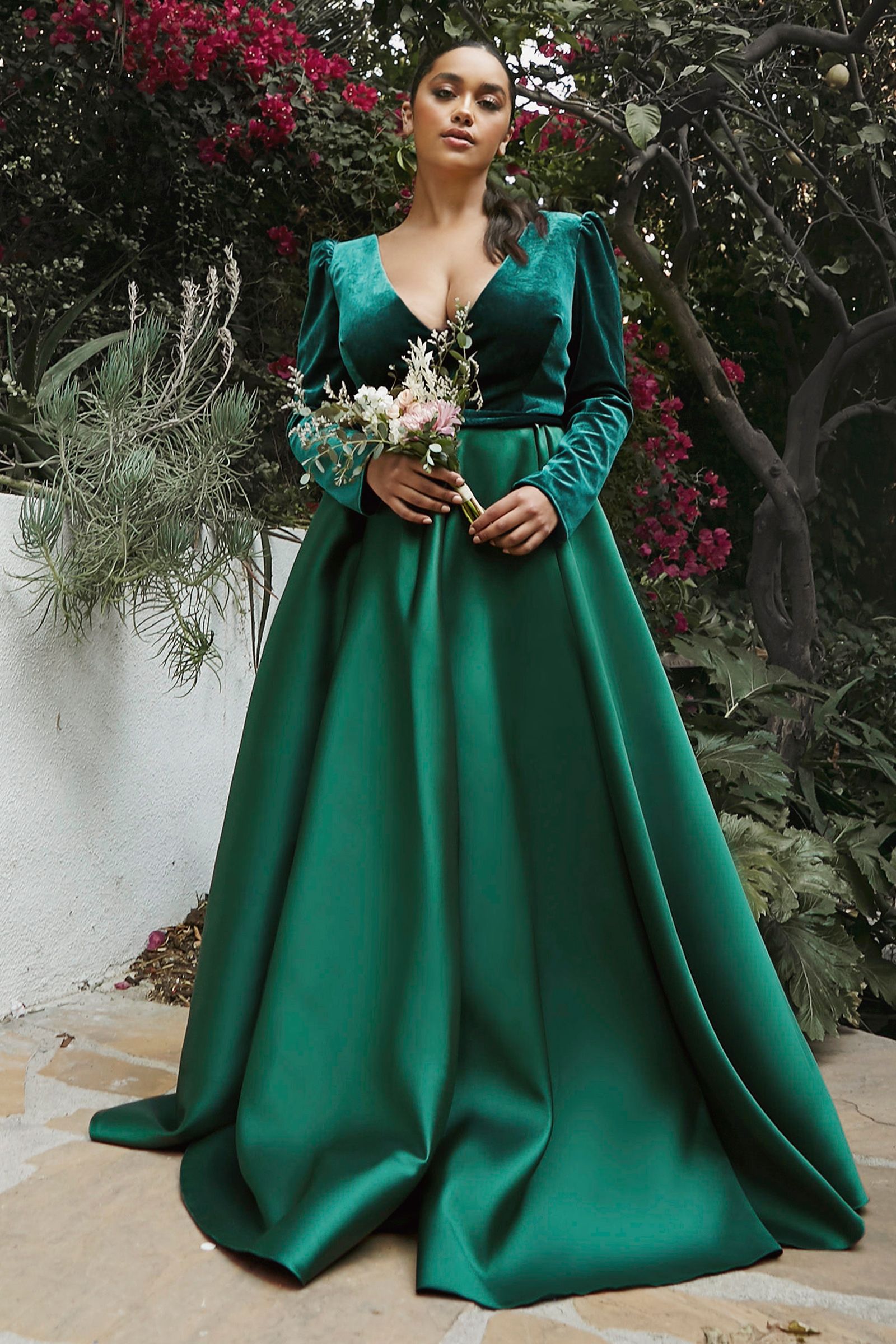 Long Sleeve Long A-Line Formal Dress: CD226 - Emerald / 8 Long Sleeve Long A-Line Formal Dress: CD226 - Emerald / 8