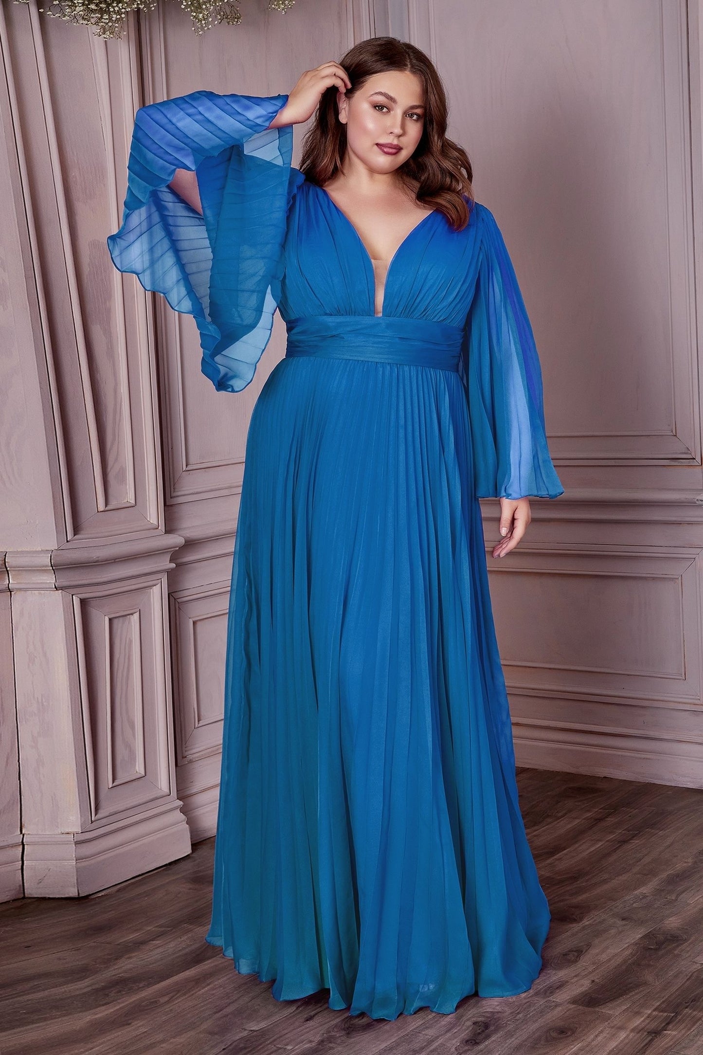 Long Sleeve Chiffon Gown