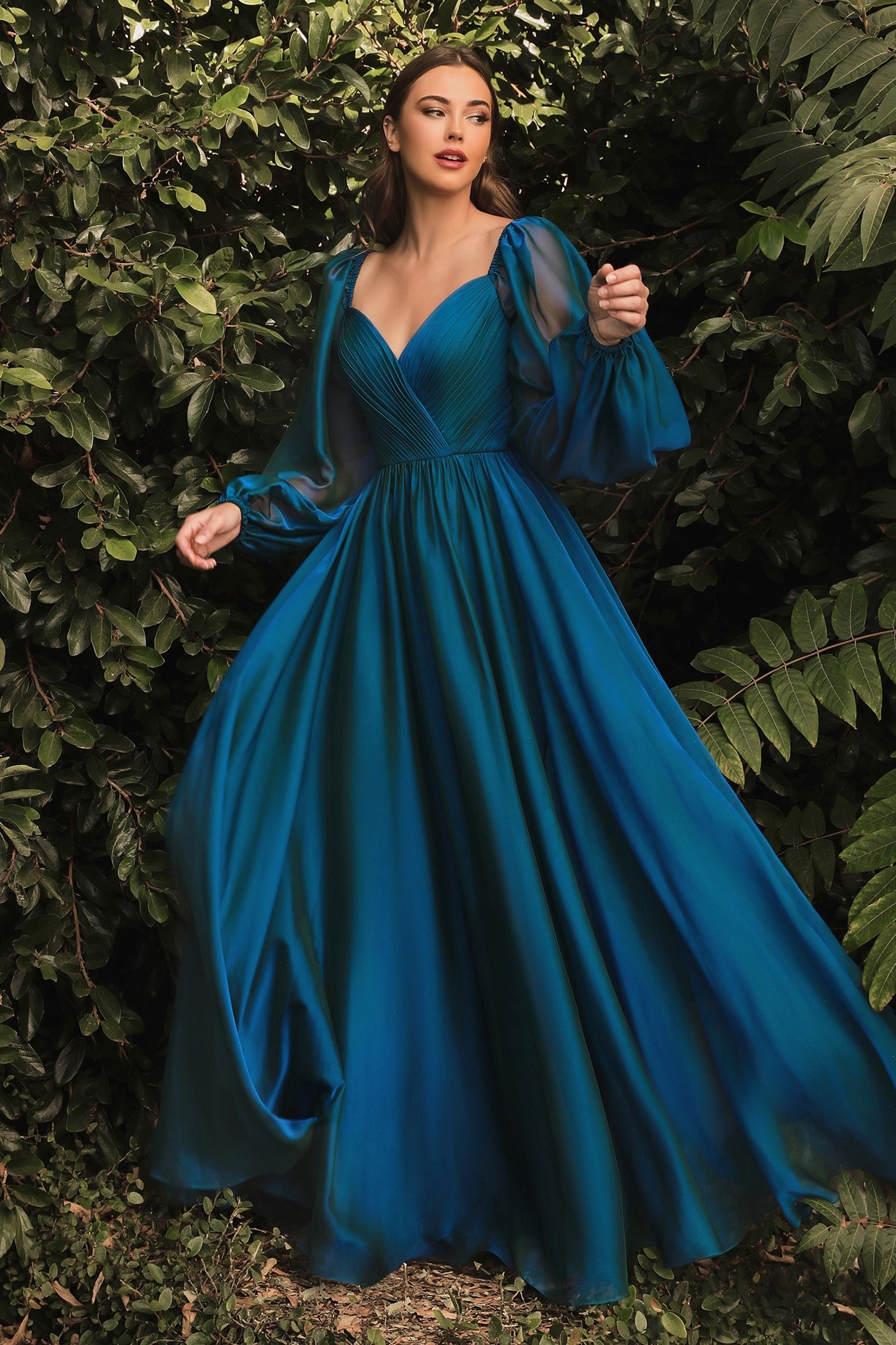 Long Sleeve Chiffon A-Line Dress Tux-USA Long Sleeve Chiffon A-Line Dress Tux-USA