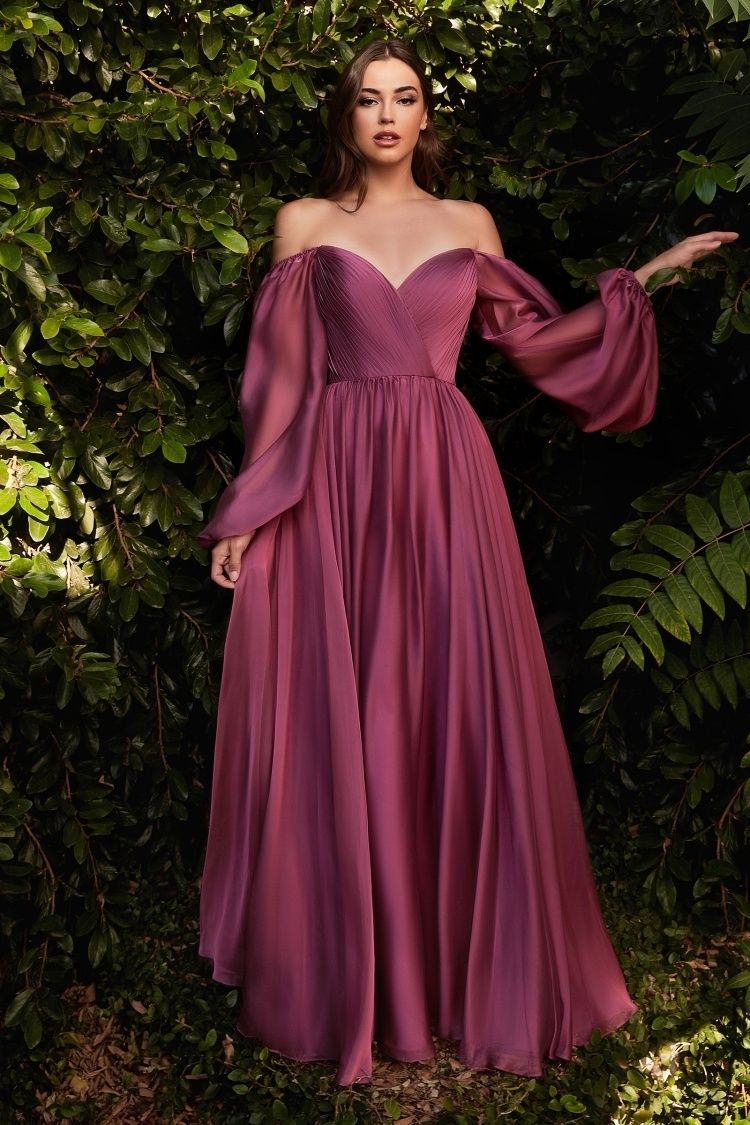 The Victoria Long Sleeve Chiffon Gown Champagne / 14 The Victoria Long Sleeve Chiffon Gown Champagne / 14