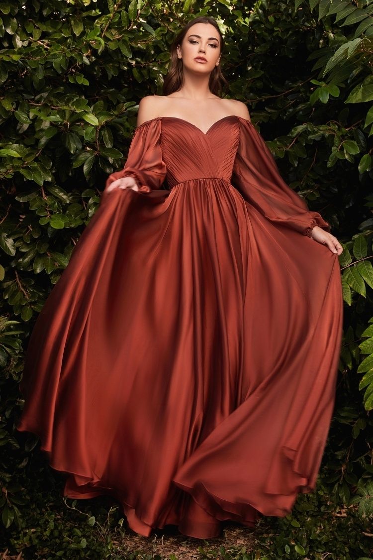 The Victoria Long Sleeve Chiffon Gown Champagne / 14 The Victoria Long Sleeve Chiffon Gown Champagne / 14