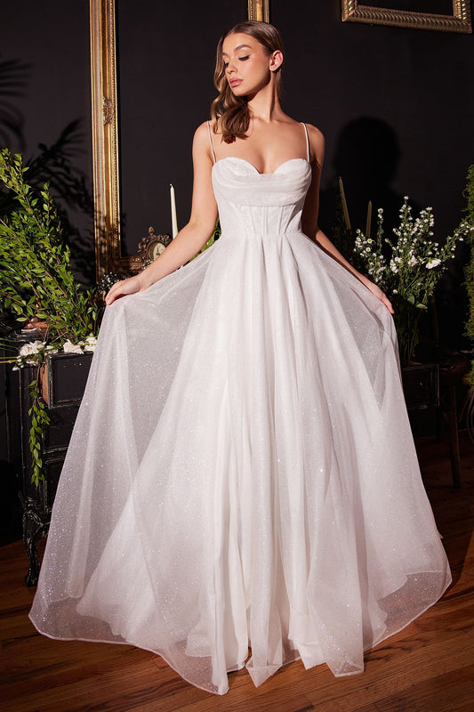 Glitter Flocked Bridal Ball Gown