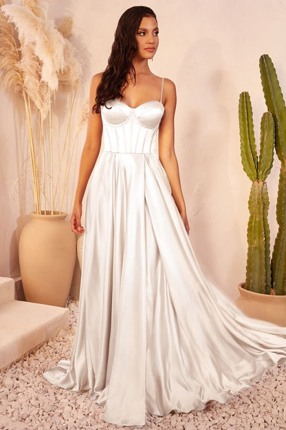 Satin A-Line Bustier Bridal Dress