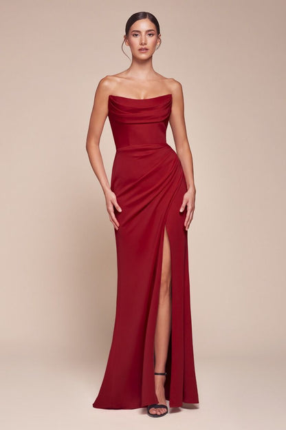 Strapless Neoprene Fitted Gown