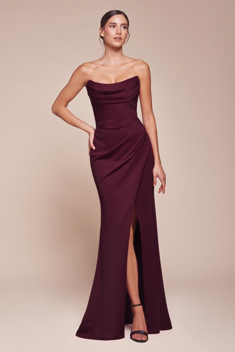 Strapless Neoprene Fitted Gown