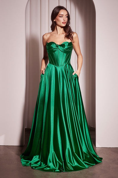 Strapless Satin A-Line Dress