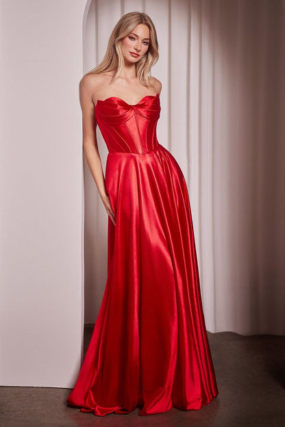 Strapless Satin A-Line Dress