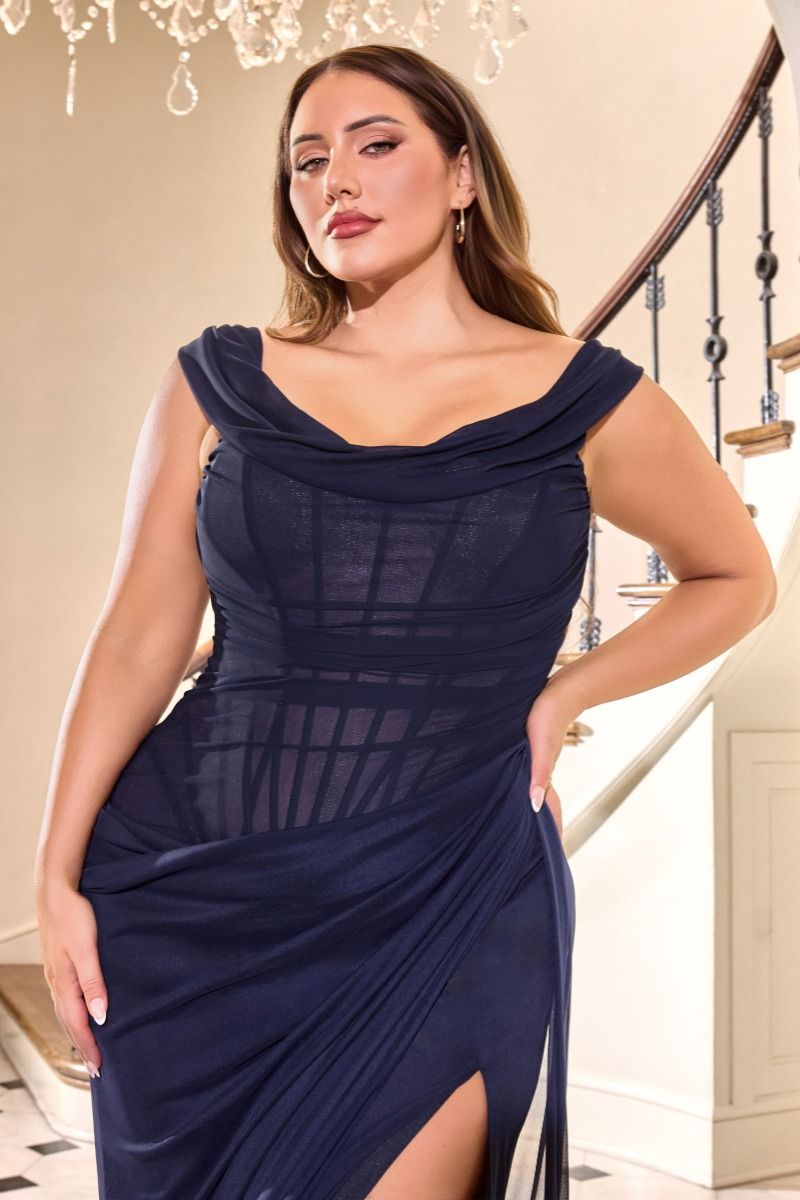 Satin Off The Shoulder Corset Gown Curve
