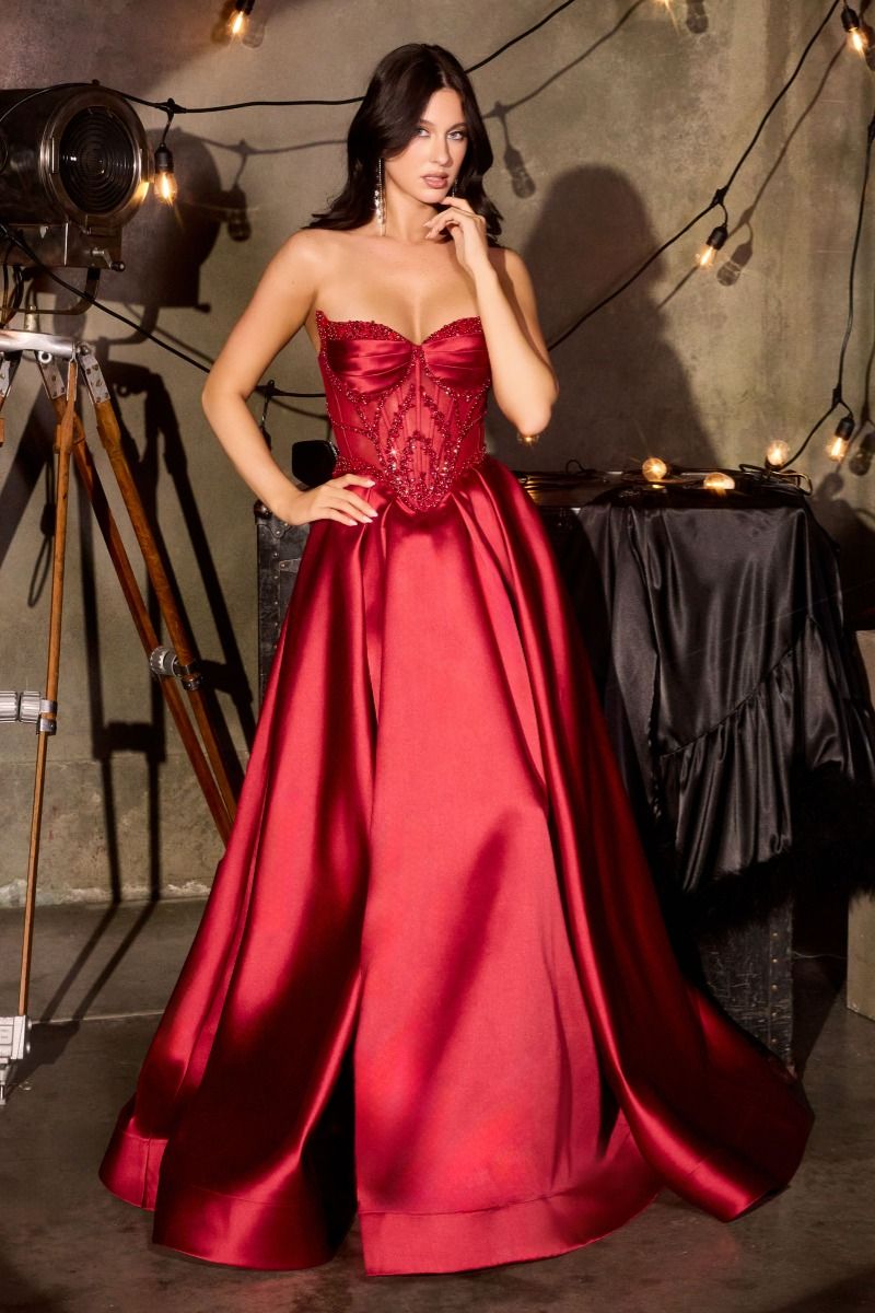 Strapless Satin A-Line Dress