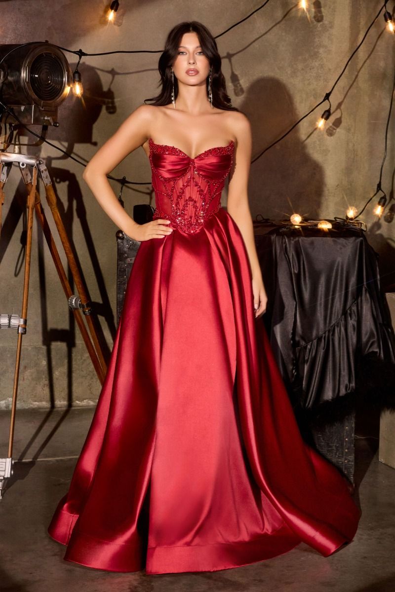 Strapless Satin A-Line Dress