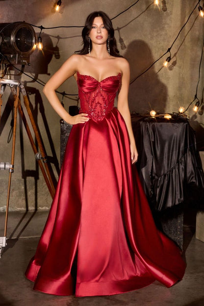 Strapless Satin A-Line Dress