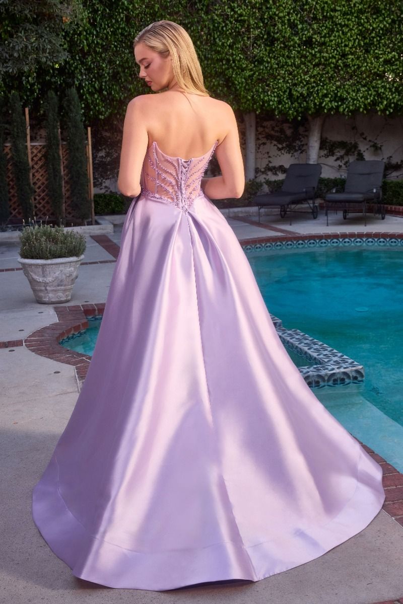 Strapless Satin A-Line Dress