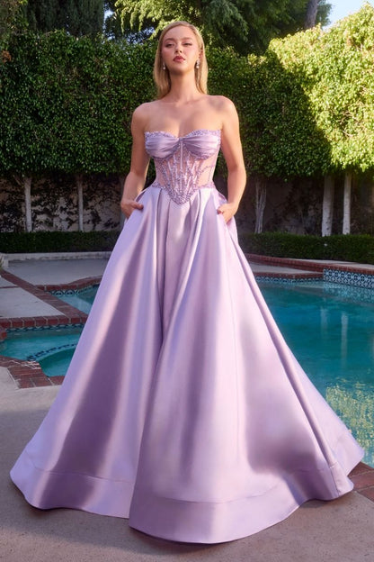 Strapless Satin A-Line Dress