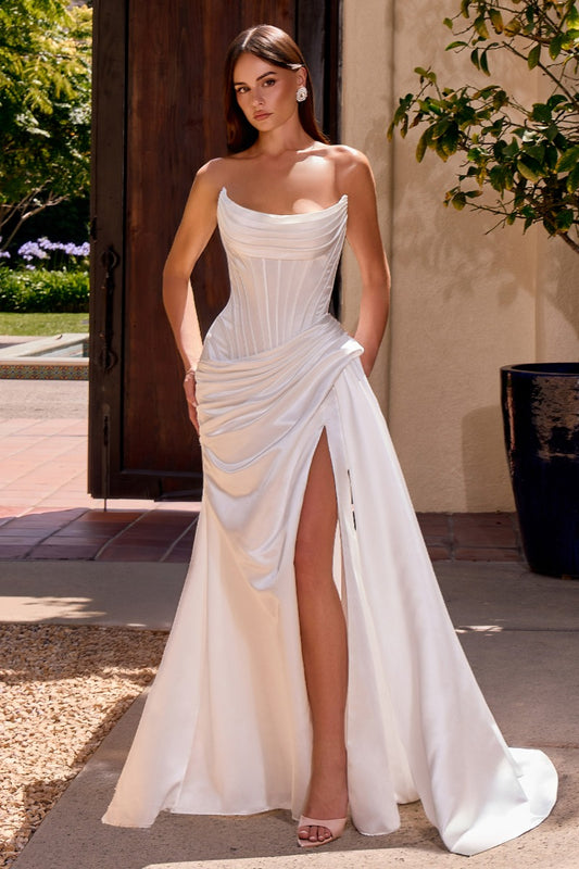 Strapless Satin Fitted Bridal Gown