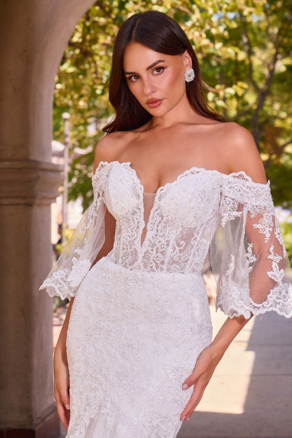 Off The Shoulder Lace Mermaid Wedding Gown