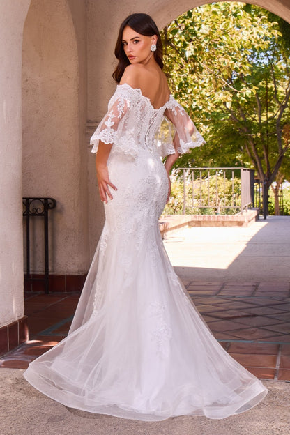 Off The Shoulder Lace Mermaid Wedding Gown