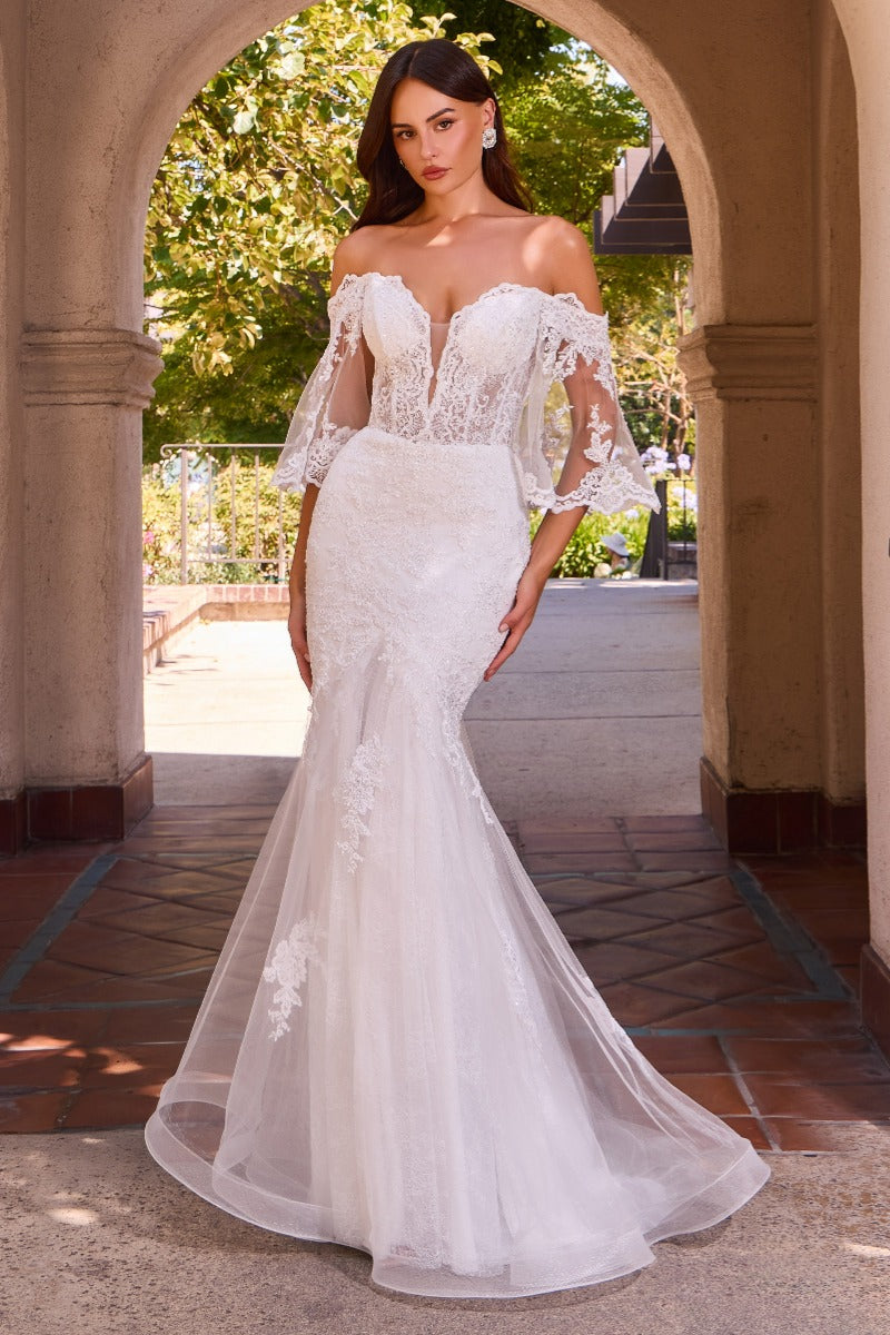 Off The Shoulder Lace Mermaid Wedding Gown