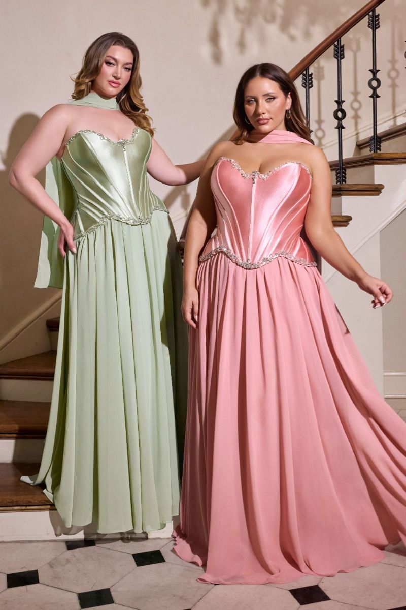 Ball Gown Strapless Sweetheart Neckline Satin Corset Crystal Bodice Chiffon Skirt