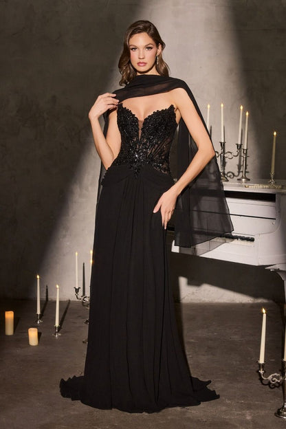 Dress gown a sweetheart illusion neckline paired with a beaded