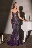 Fitted Dress With A Plunging Neckline And Sculpted Silhouette Adorned With Intricate Linear Beads