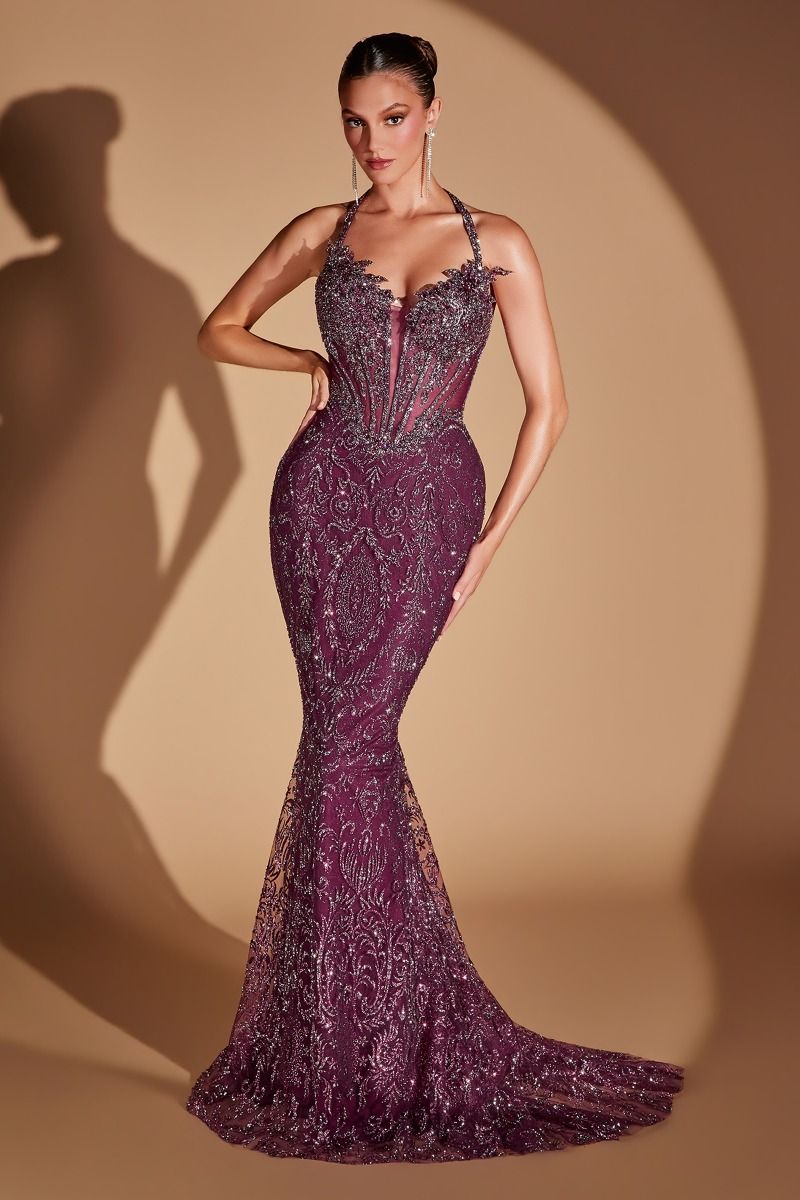 Metallic Floral Mermaid Gown