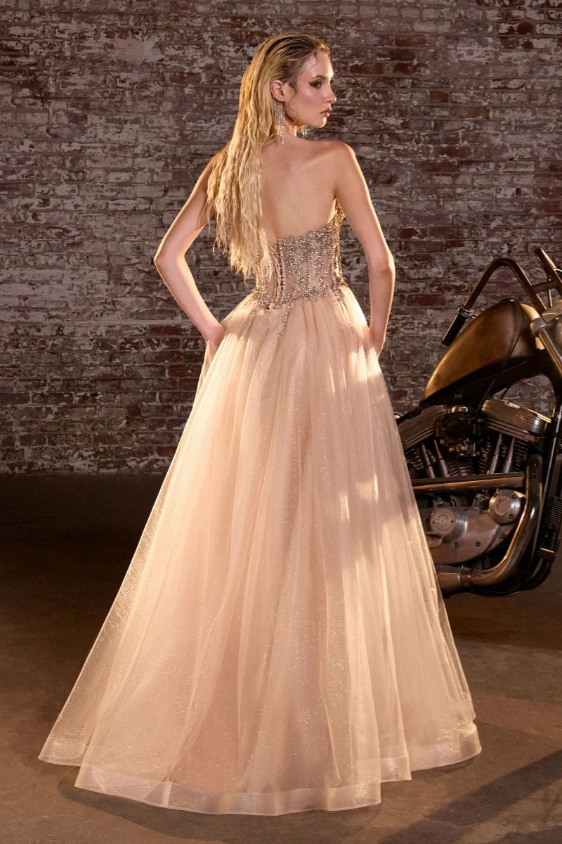 Strapless Layered Tulle A-Line Dress
