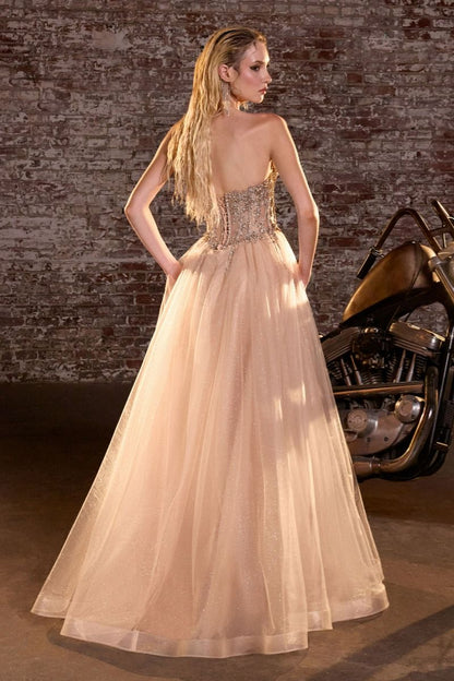 Strapless Layered Tulle A-Line Dress