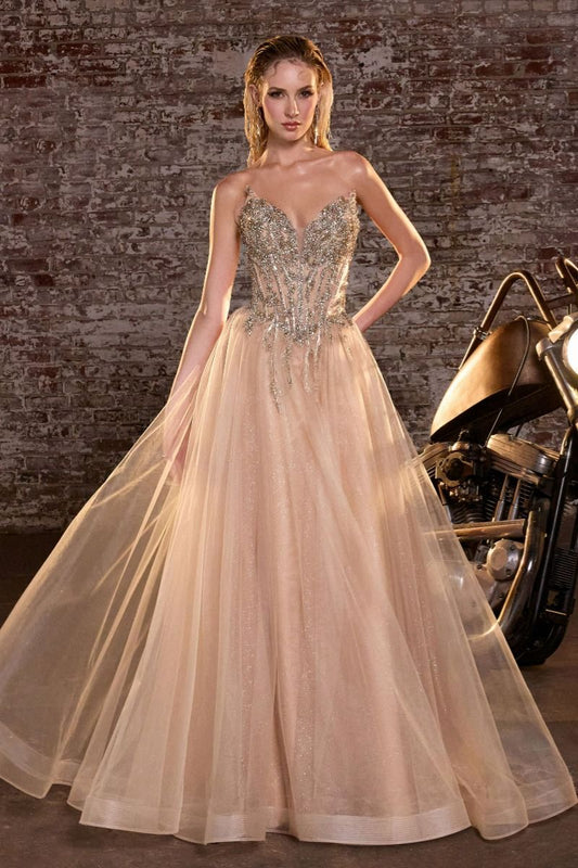 Strapless Layered Tulle A-Line Dress