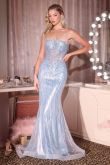 Strapless Metallic Crystal Fitted Dress