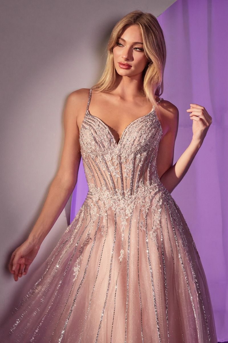 Crystal Embellished A-Line Tulle Dress