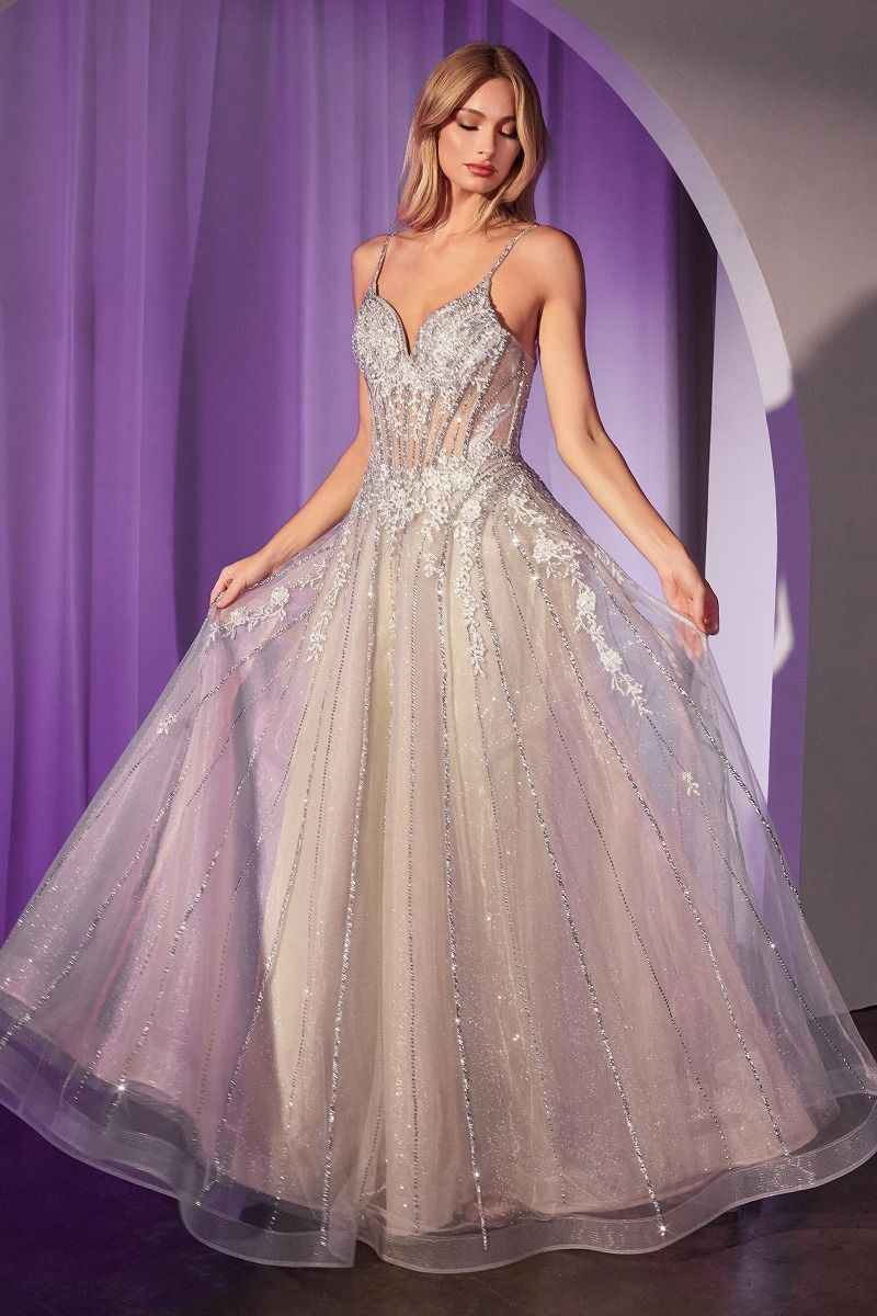 Crystal Embellished A-Line Tulle Dress