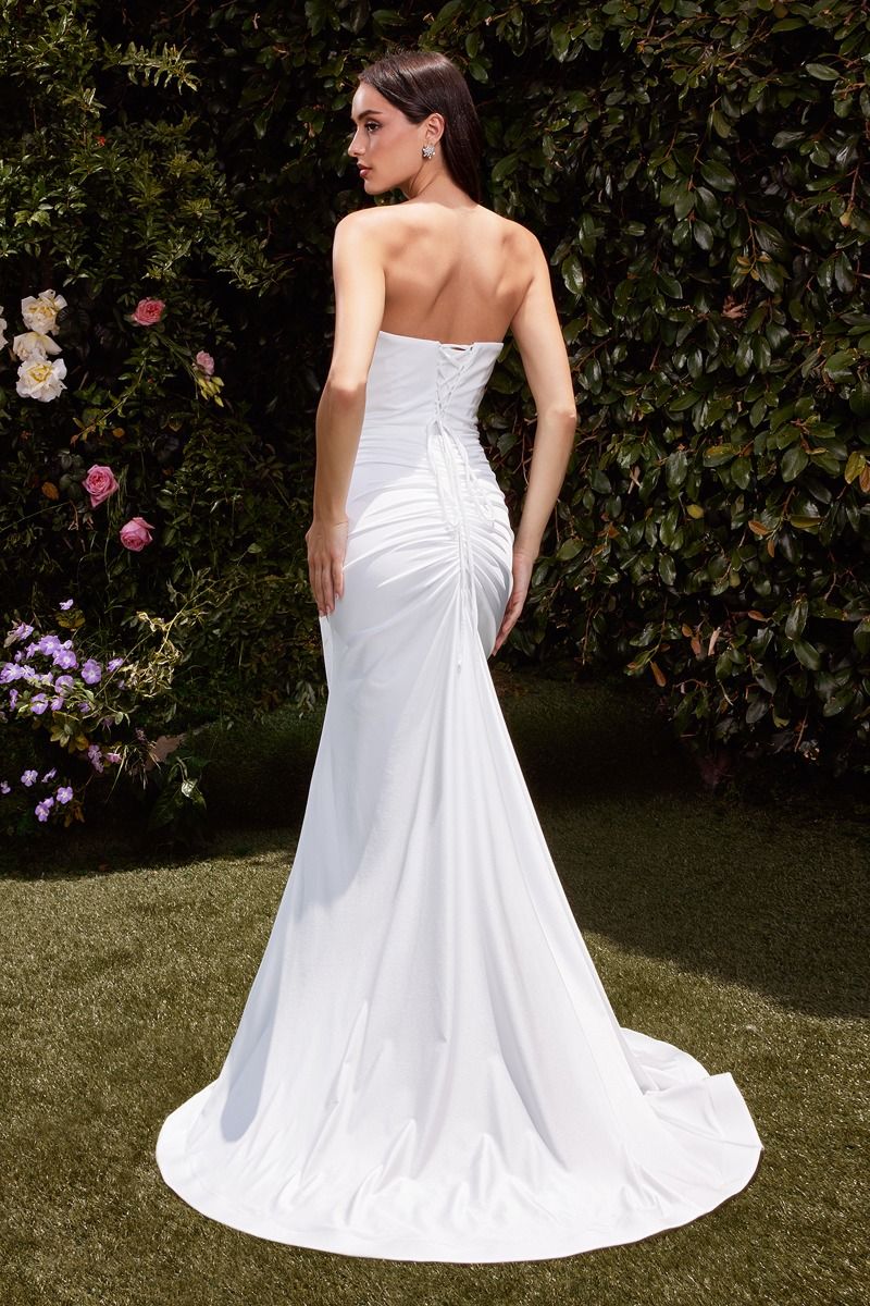 stretch satin wedding dresses Fitted Stretch Satin Off-White Simple Wedding Gown CH236W Sparkly Gowns