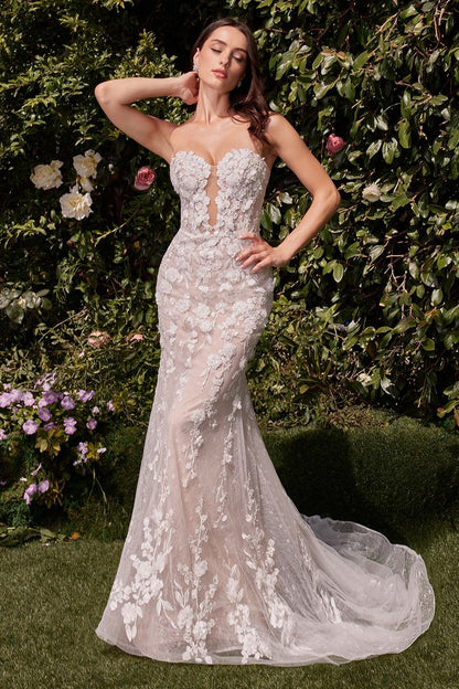 Fit & Flare Lace Contrast Bridal Gown Tux-USA Fit & Flare Lace Contrast Bridal Gown Tux-USA