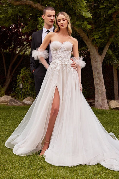 Strapless A-Line Bridal Gown With Gloves
