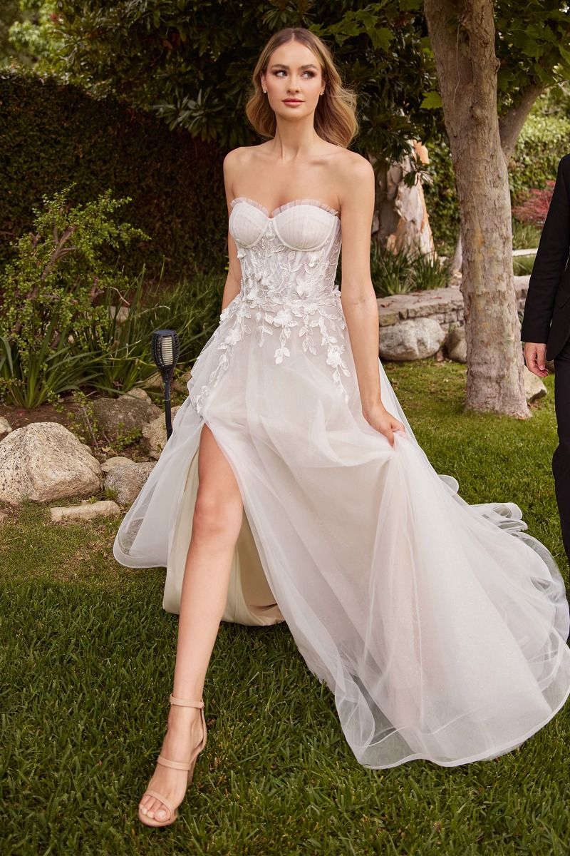 Strapless A-Line Bridal Gown With Gloves