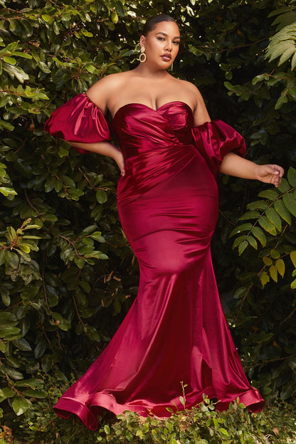 Puff Sleeve Satin Curve Gown