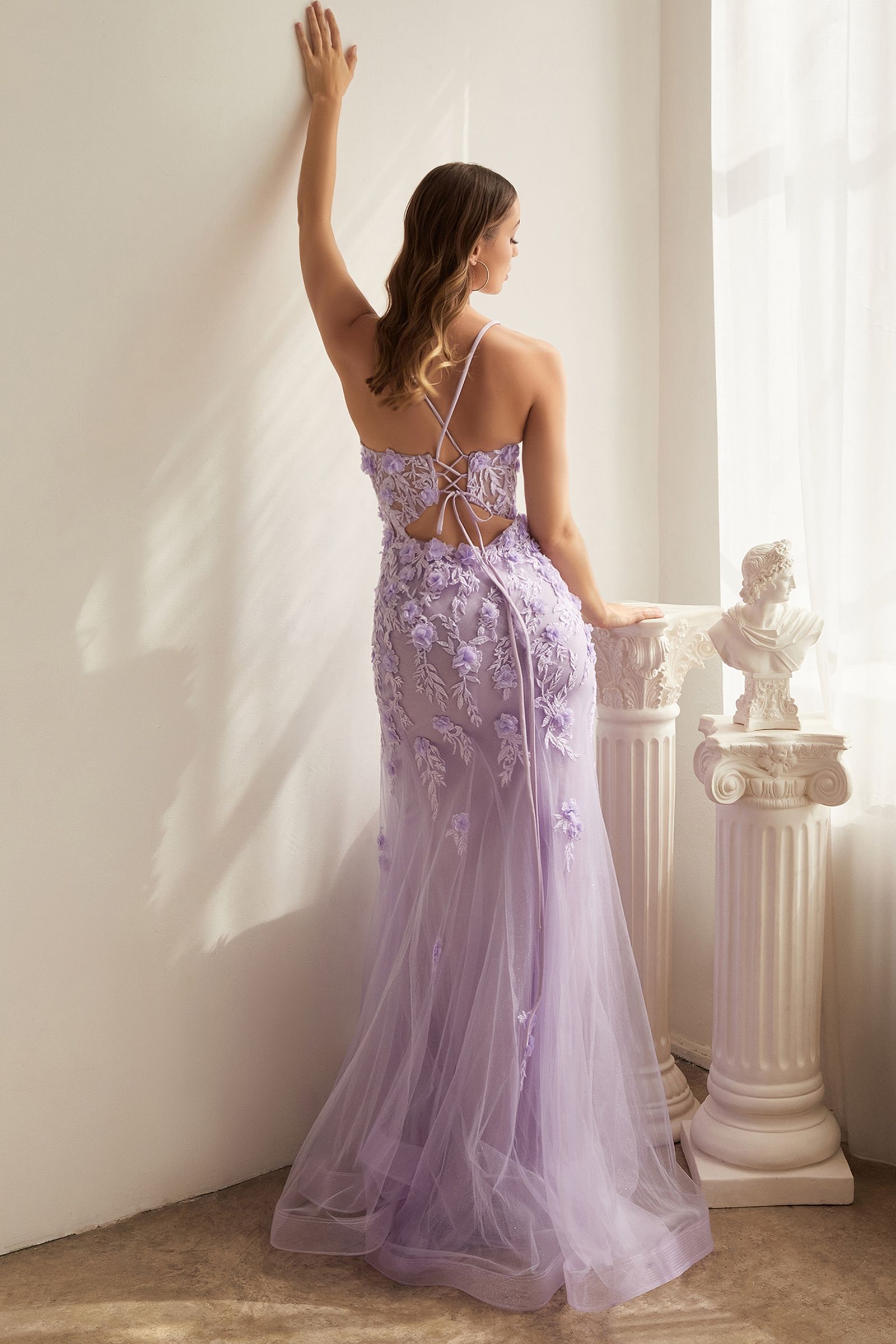 Long Mermaid Prom Dress with Floral Applique -PromGirl Blue / 4 Long Mermaid Prom Dress with Floral Applique -PromGirl Blue / 4